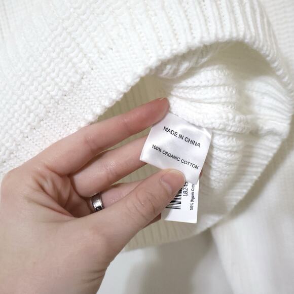 Quince Ivory Organic Cotton Fisherman Crew Cropped Sweater XL Career Office - Picture 7 of 8